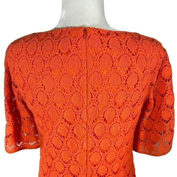 Trina Turk Crochet Orange overlay Shift Dress Size 8 Spring Summer women’s Mediu - Picture 8 of 14